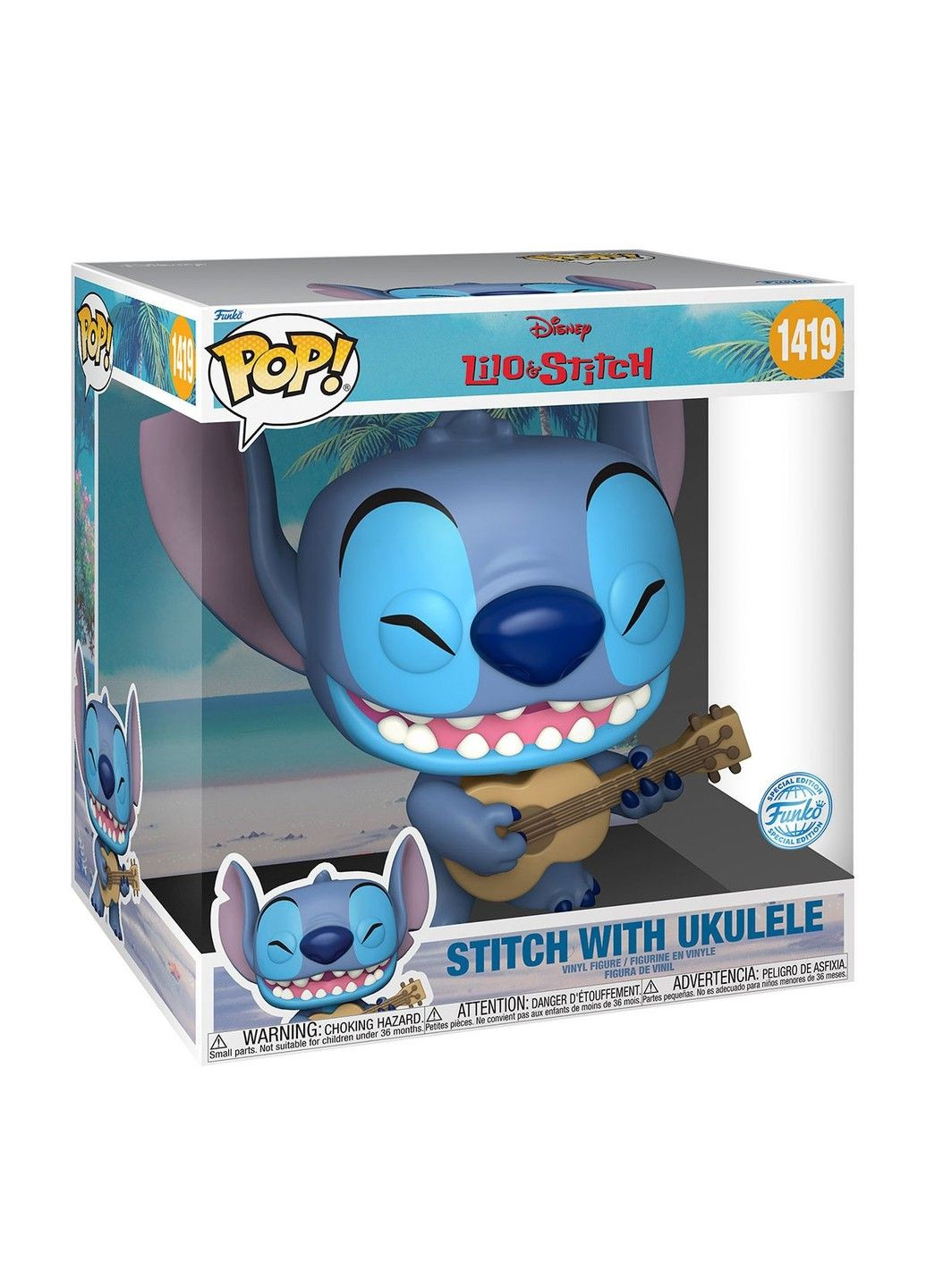 Игровая фигурка POP! серии Jumbo - Стич из укулеле Funko (331299335)