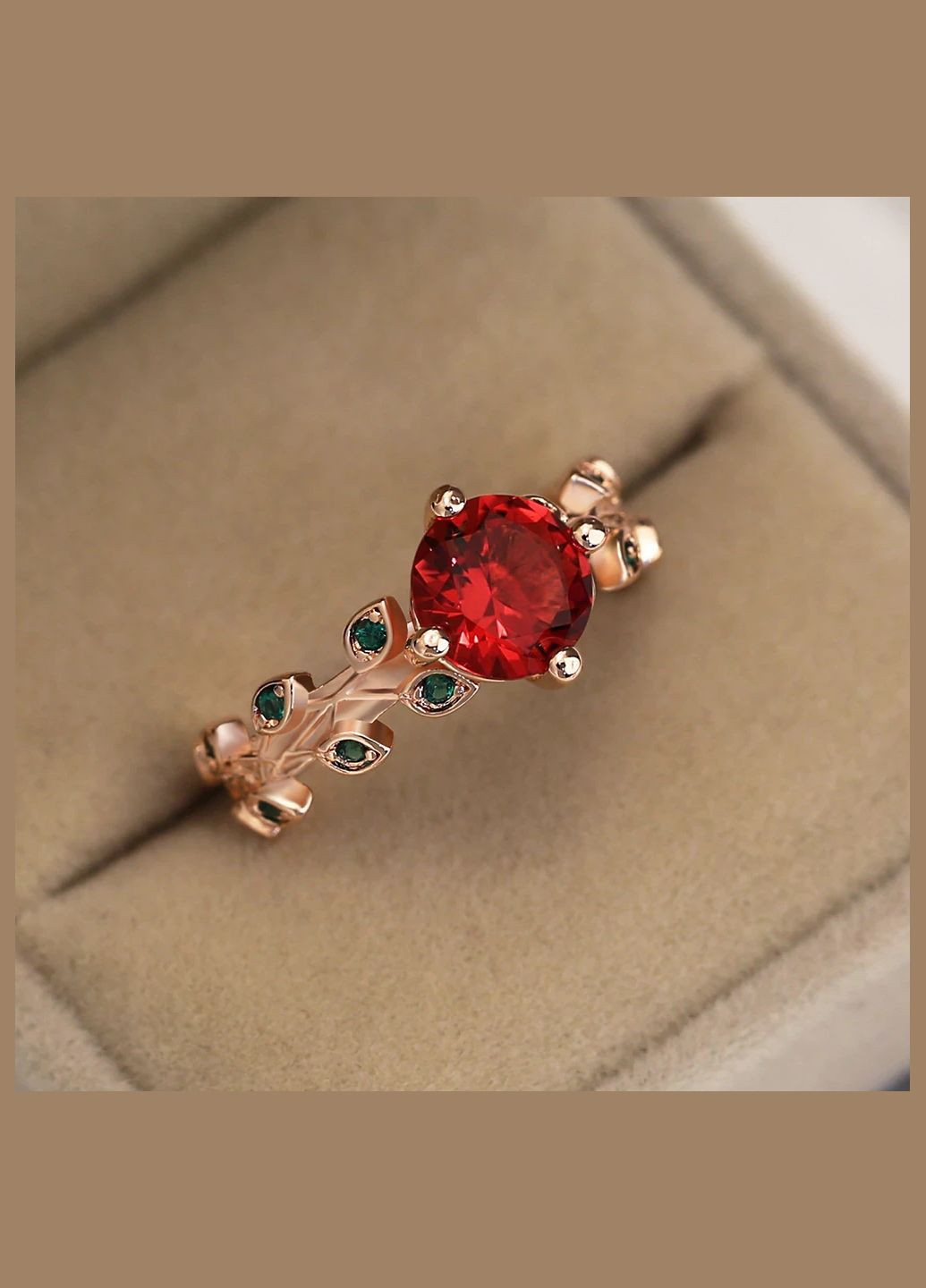 Кольцо женское в виде цветущего растения с красным камнем Алис романтический дизайн размер 19 Fashion Jewelry (285110625)