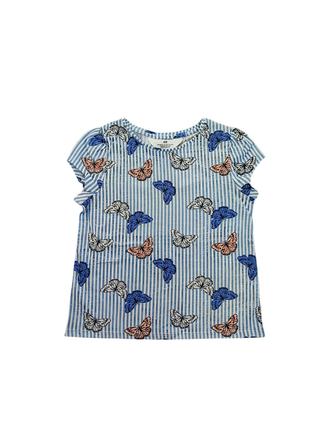 Комбинированная летняя детская футболка для девочки 110-116 см разноцветный (250122030a) H&M