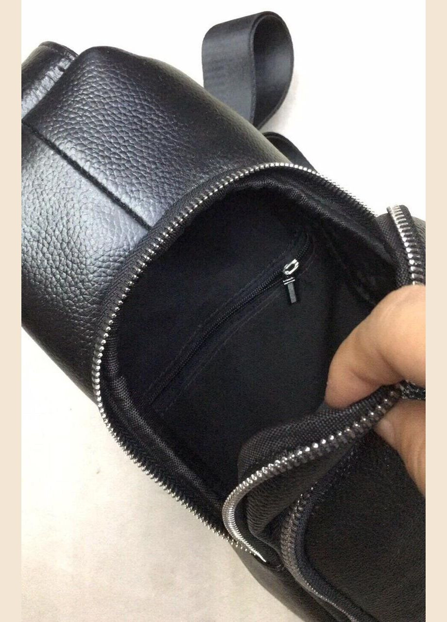 Сумка з зернистої шкіри через плече 20242 Чорна Vintage (329147586)