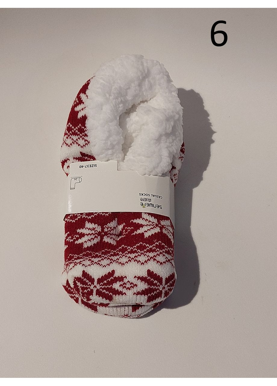 Комбіновані теплі тапочки-шкарпетки зі стоперами новорічні новорічні (362135705)