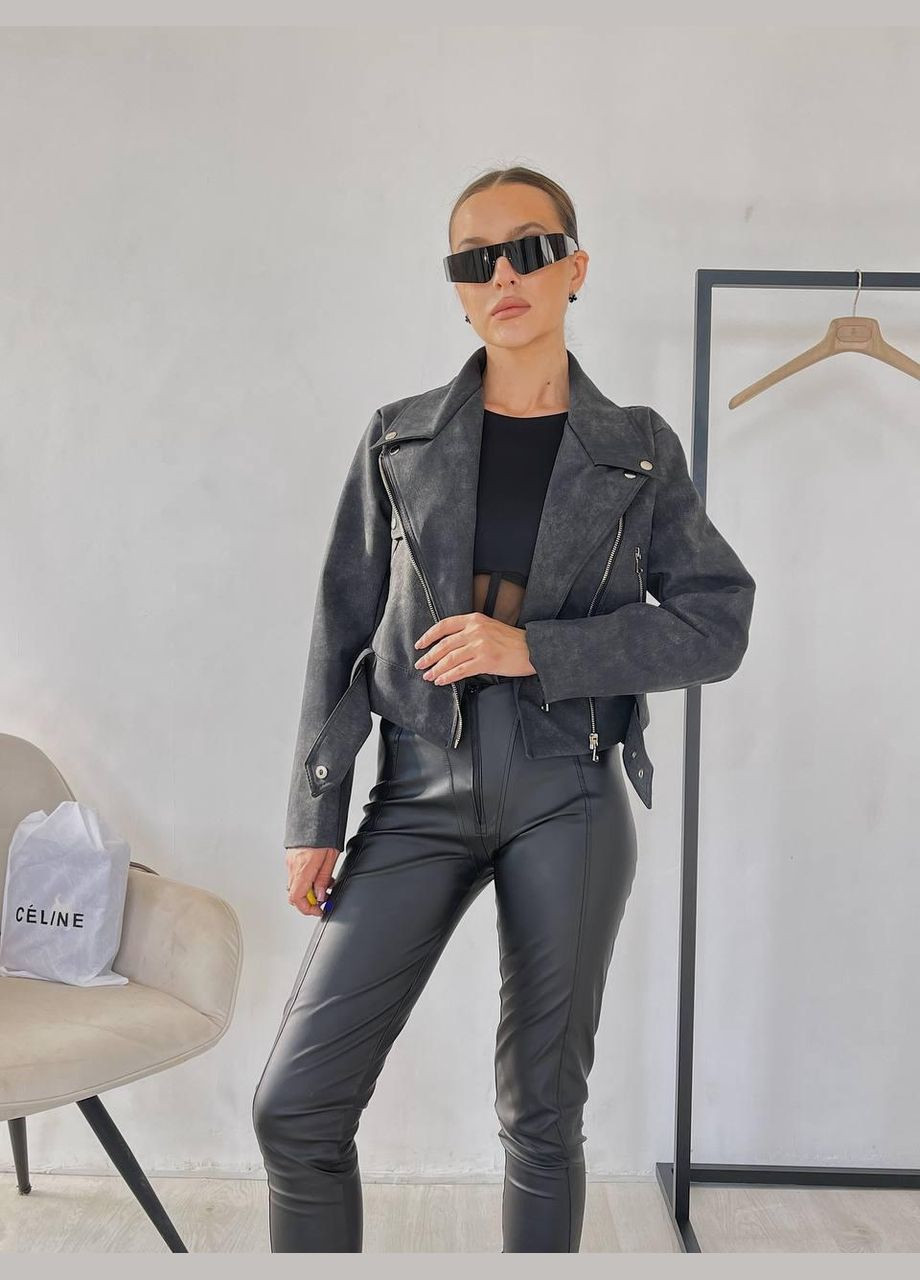 Графитовая демисезонная куртка косуха mini цвет графитовый косуха AL