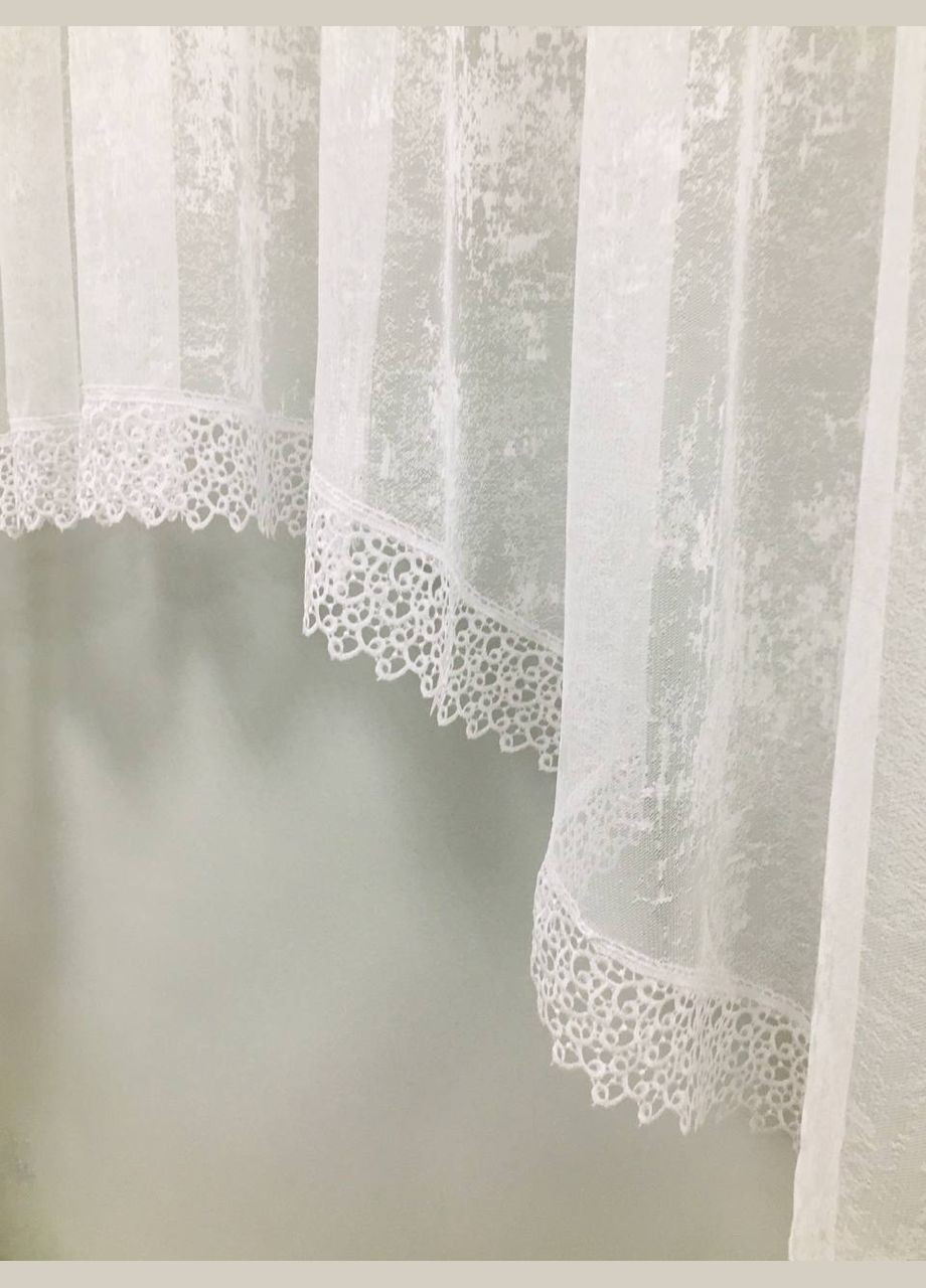 Тюль короткий арка жакард мармур на кухню/балкон білий 160х300 см No Brand (301425269)