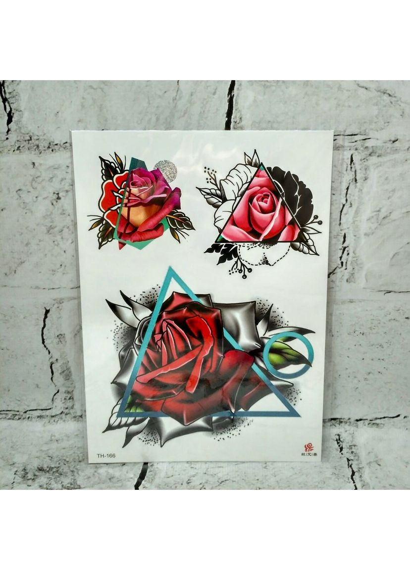 Флеш тату тимчасові татуювання на тіло аркуш 21х15 см Троянди No Brand (349824134)