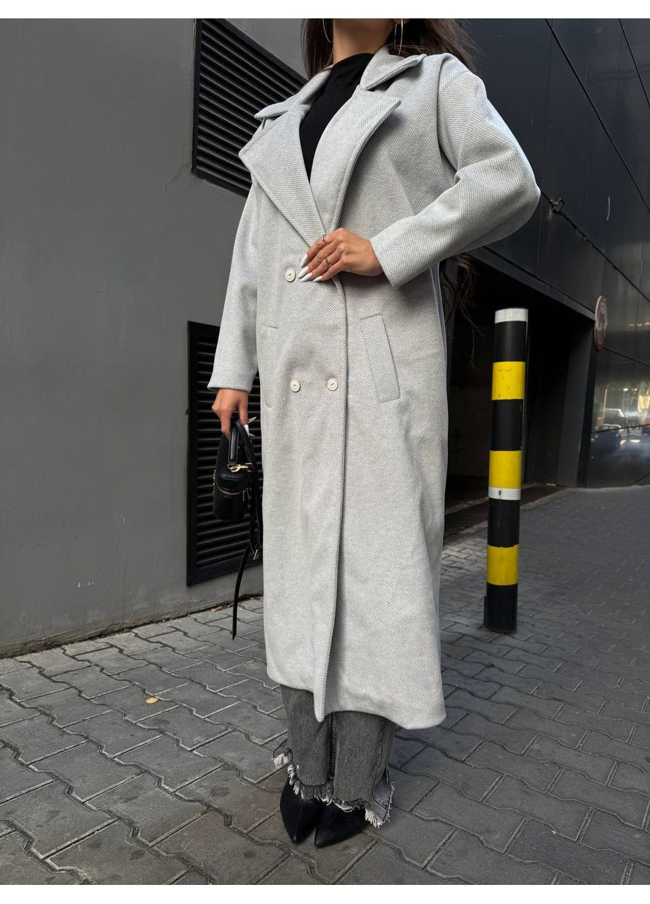 Сіре демісезонне Жіноче пальто з кашеміру на підкладці — заміри в описі GD/GL Модний простір