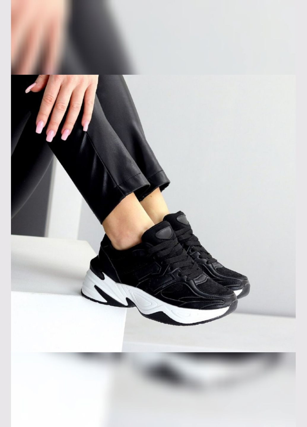 Жіночі спортивні чорні екошкіра сітка біла підошва легкі зручні для повсякденного носіння Viki кросівки чорні літо (317211398)