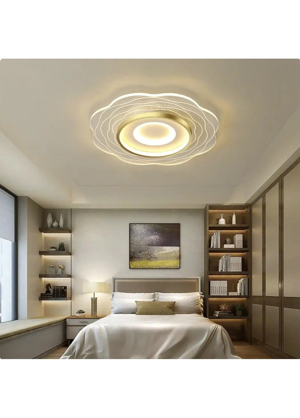 Світлодіодна люстра Квіточка PJ827WG (Біло-золота) 50см No Brand (331639925)