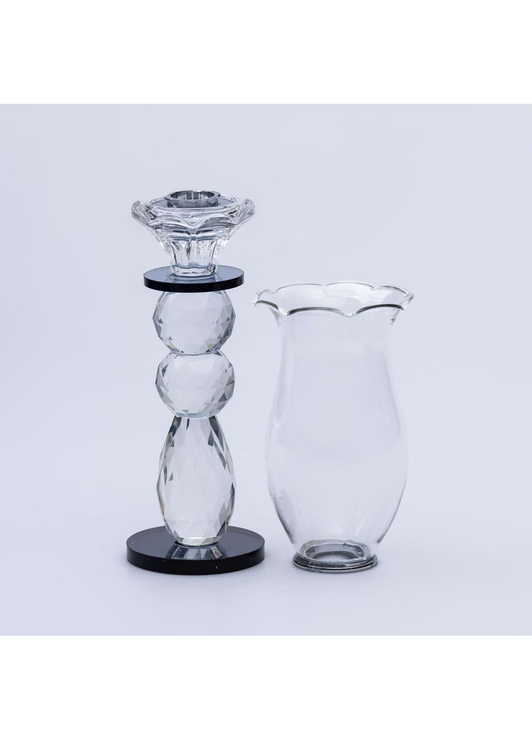 Подсвечник декоративный Yiwu Fantasy стеклянный 32 см прозрачный HP-4-3L No Brand (352527718)