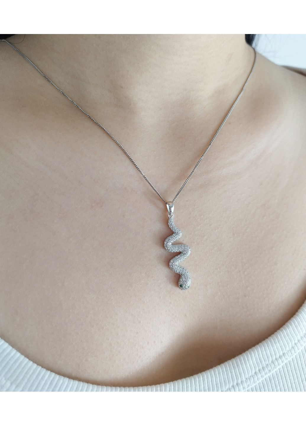 Срібна підвіска "Змійка" з цирконієм 17619-ц Shatlen Підвіска (362947394)