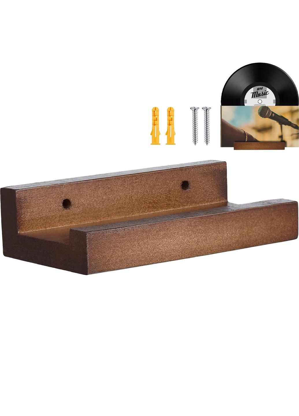 Дерев'яна полиця для зберігання вінілових пластинок No Brand (366303600)