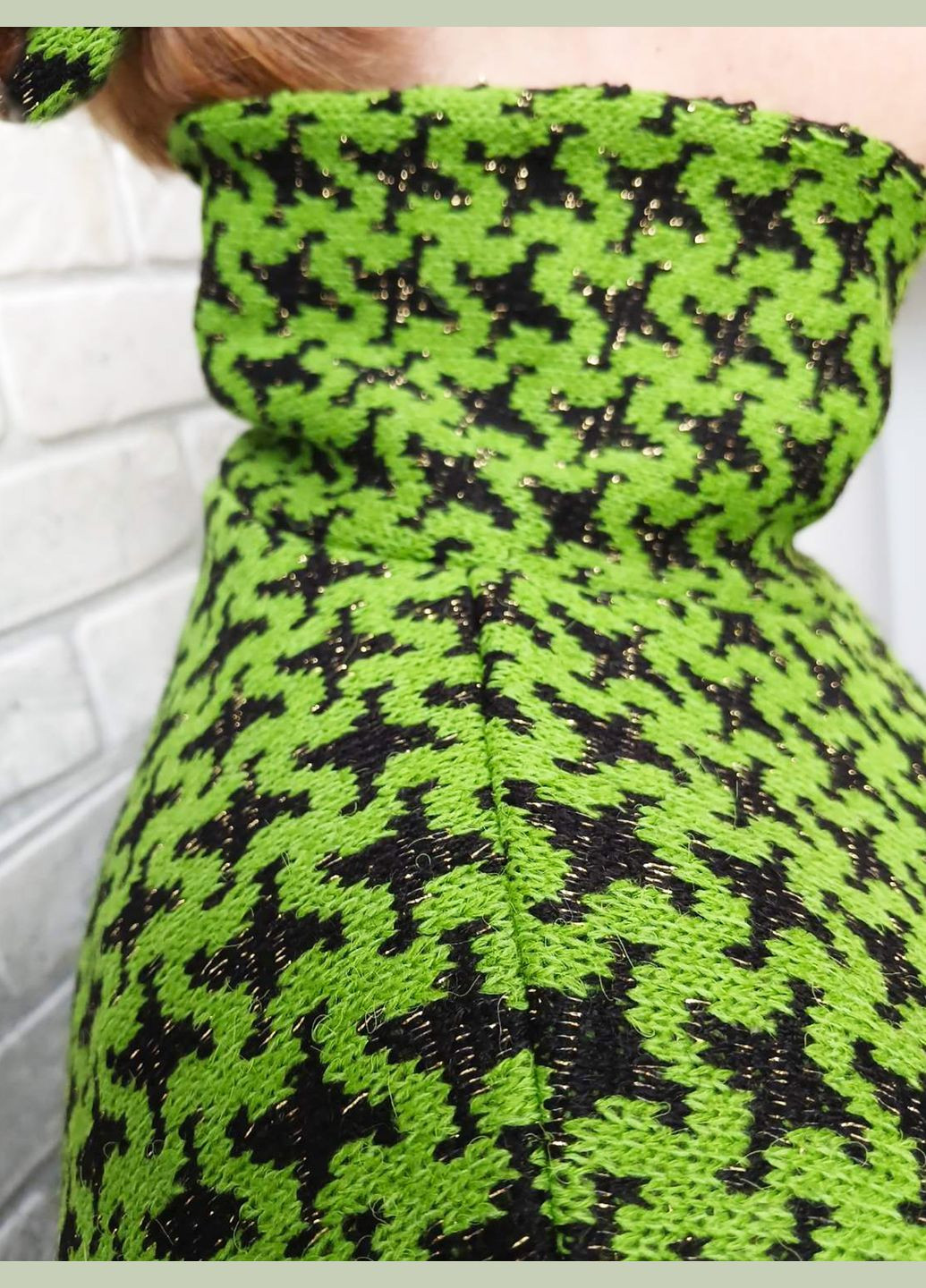 Комбінований демісезонний водолазка жіноча тепла батал великого розміру, в'язаний зимова акрил з високим горлом, гусячі лапки колір зелений No Brand