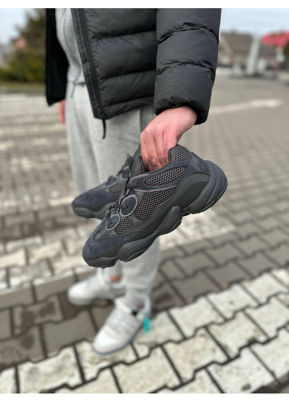 Чорні Осінні кросівки чоловічі adidas yeezy boost 500 black blue адідас ізі буст No Brand