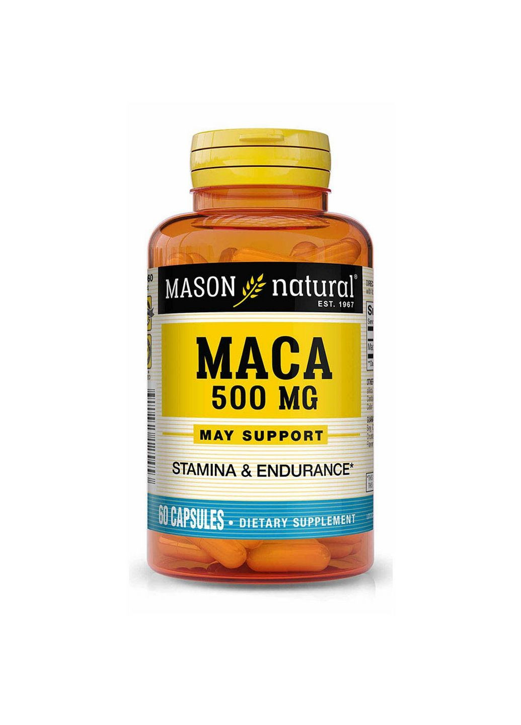 Натуральна добавка Maca 500 mg, 60 капсул Mason Natural (294928665)