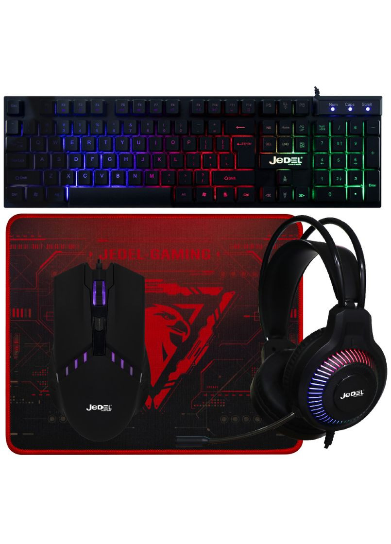 Ігровий комплект Jedel CP-09 4в1 (клавіатура + миша + навушники + килимок + підставка) з підсвіткою Onikuma (363131710)