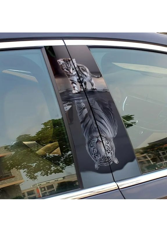 Наклейки на стойки дверей авто 3D TUNING STUDIO Котенок тигр 500х220х0.15мм=2штуки No Brand (363058205)