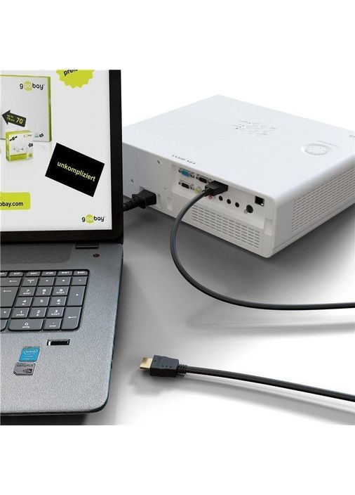 Кабель монітора сигнальний HDMI M/M (тато/тато) 3.0m HS+HEC+ARC 4K@30Hz D=6.0mm Gold Goobay (369646325)