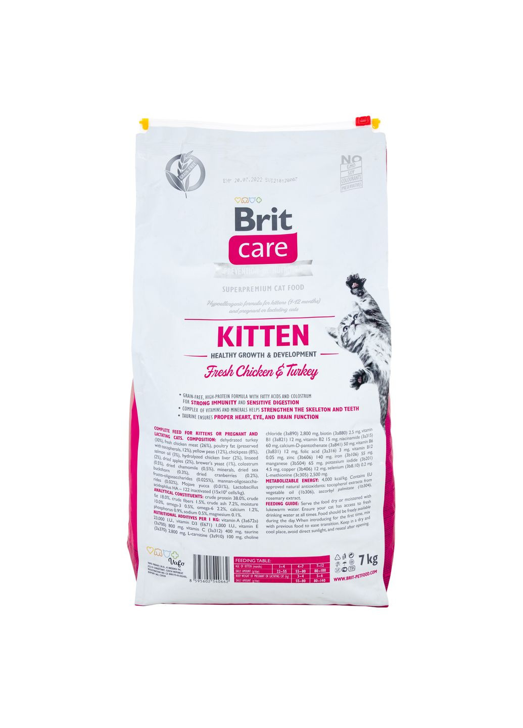 Сухий корм з куркою та індичкою Kitten Бріт Каре для кошенят 7 кг (8595602540662) Brit Care (362701568)