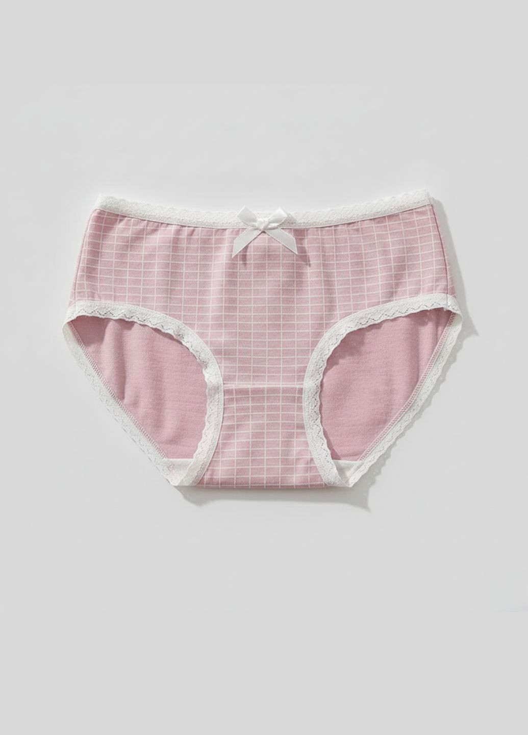 Трусики женские трикотажные в клетку с белой оборкой No Brand (368794887)