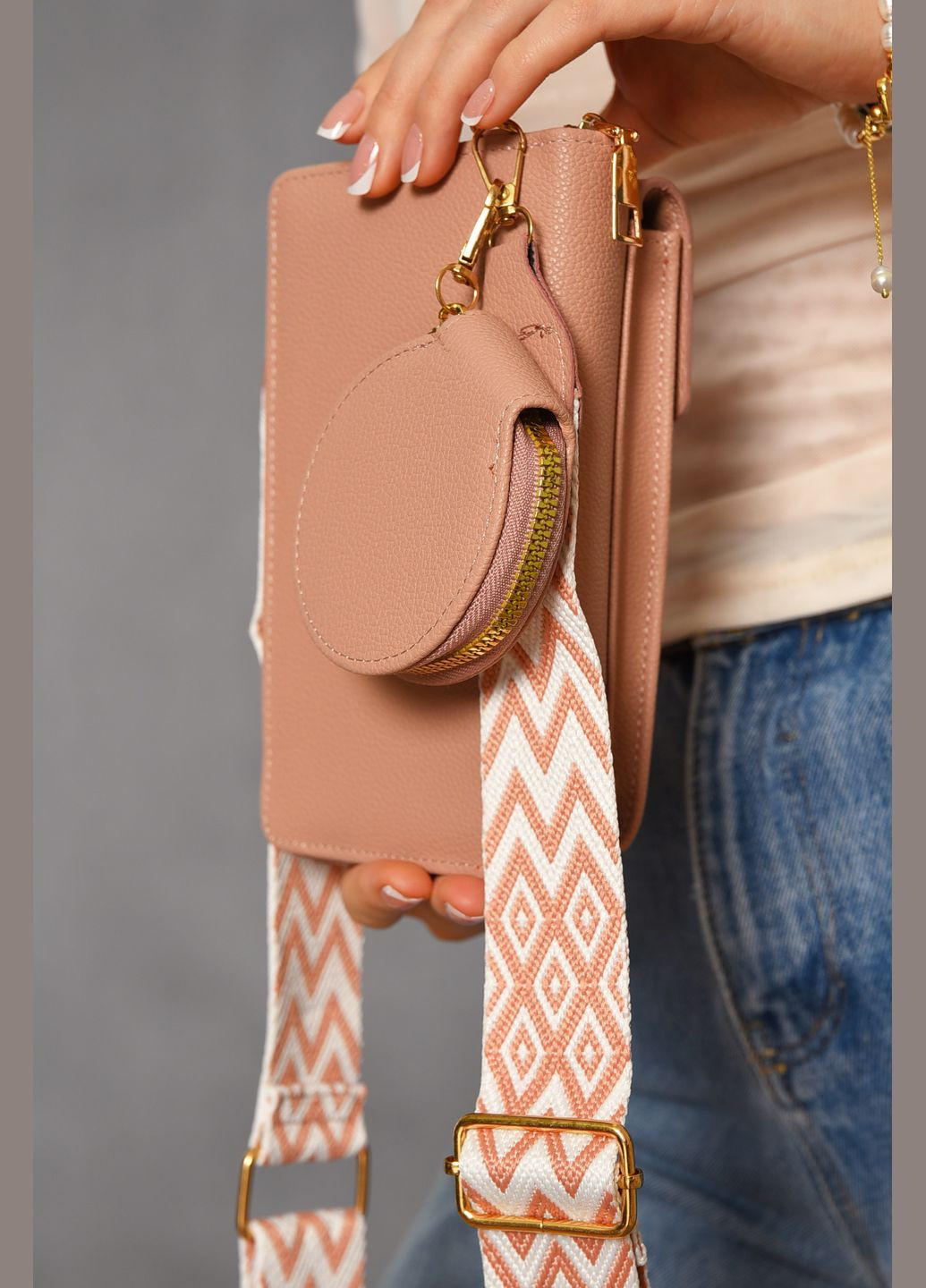 Клатч женский из экокожи пудрового цвета Let's Shop (312374743)