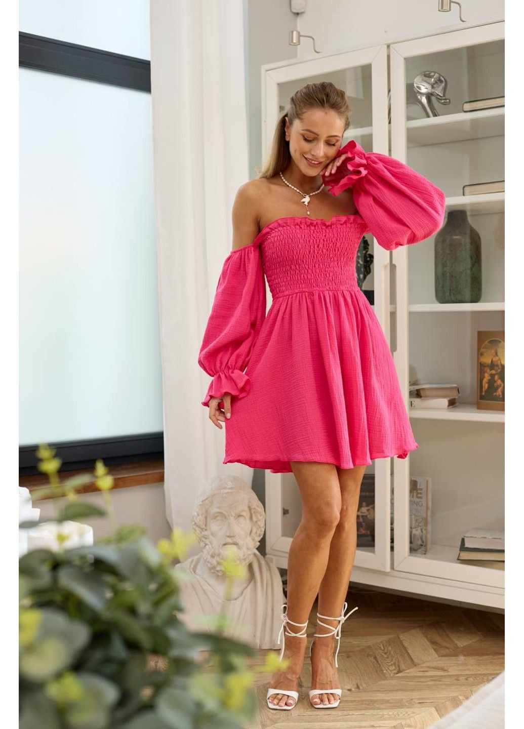 Малиновое женское платье хлопковое модель 5033 малина Україна