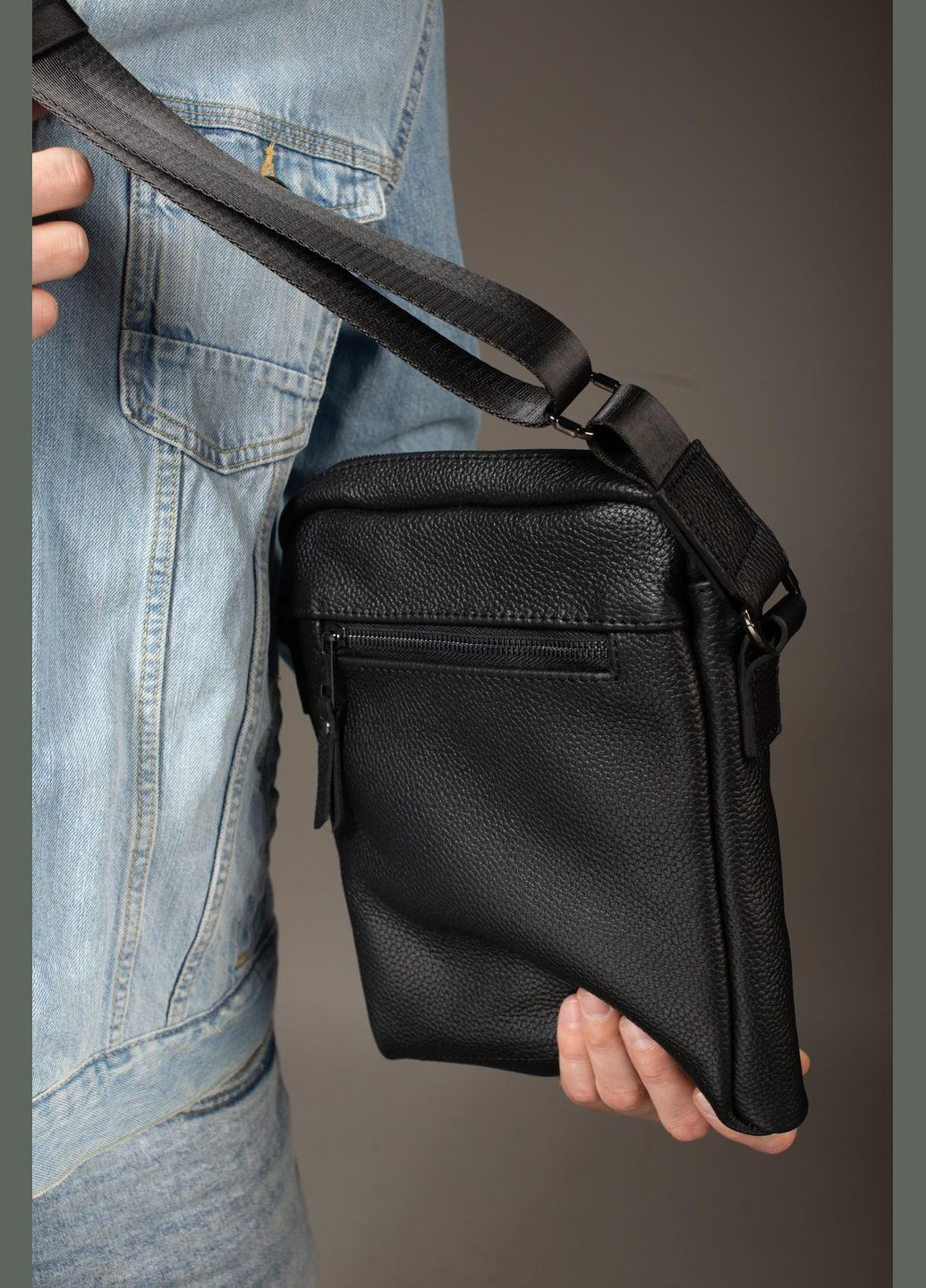 Сумка-мессенджер із натуральної шкіри, сумка через плече чоловіча SKILL Tablet (чорна) No Brand (333342056)