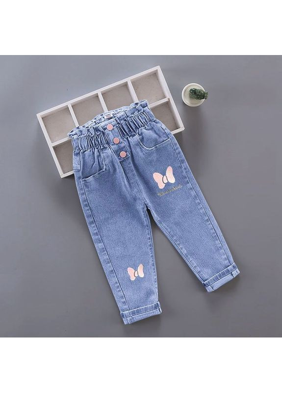 Голубые демисезонные джинсы для девочки, сезон весна - осень No Brand