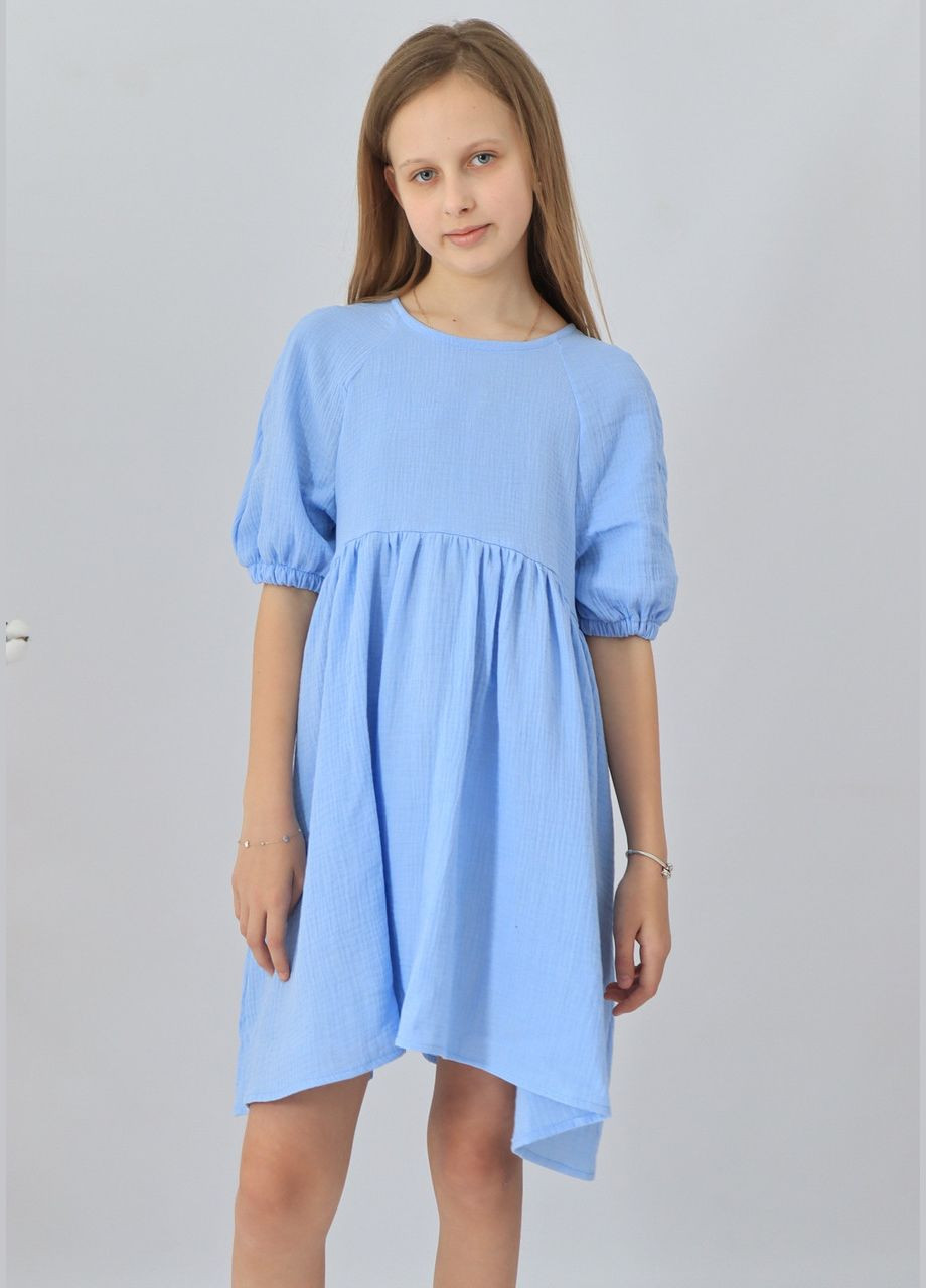 Блакитна дитяче довге блакитне плаття "венді" з мусліну для дівчинки No Brand (331619978)