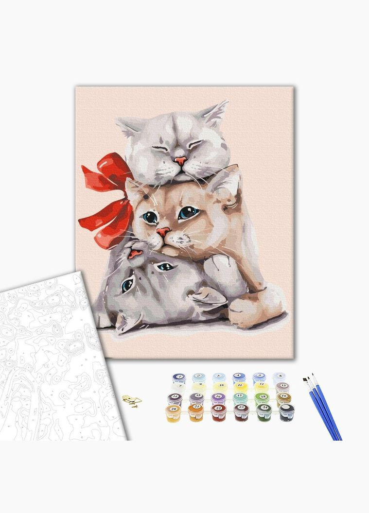 Картина за номерами Пухнасті подарунки @Ольга Ведутова Антистрес за номерами Картини в цифрах Котики 40х50см BS52896 Brushme (308987800)