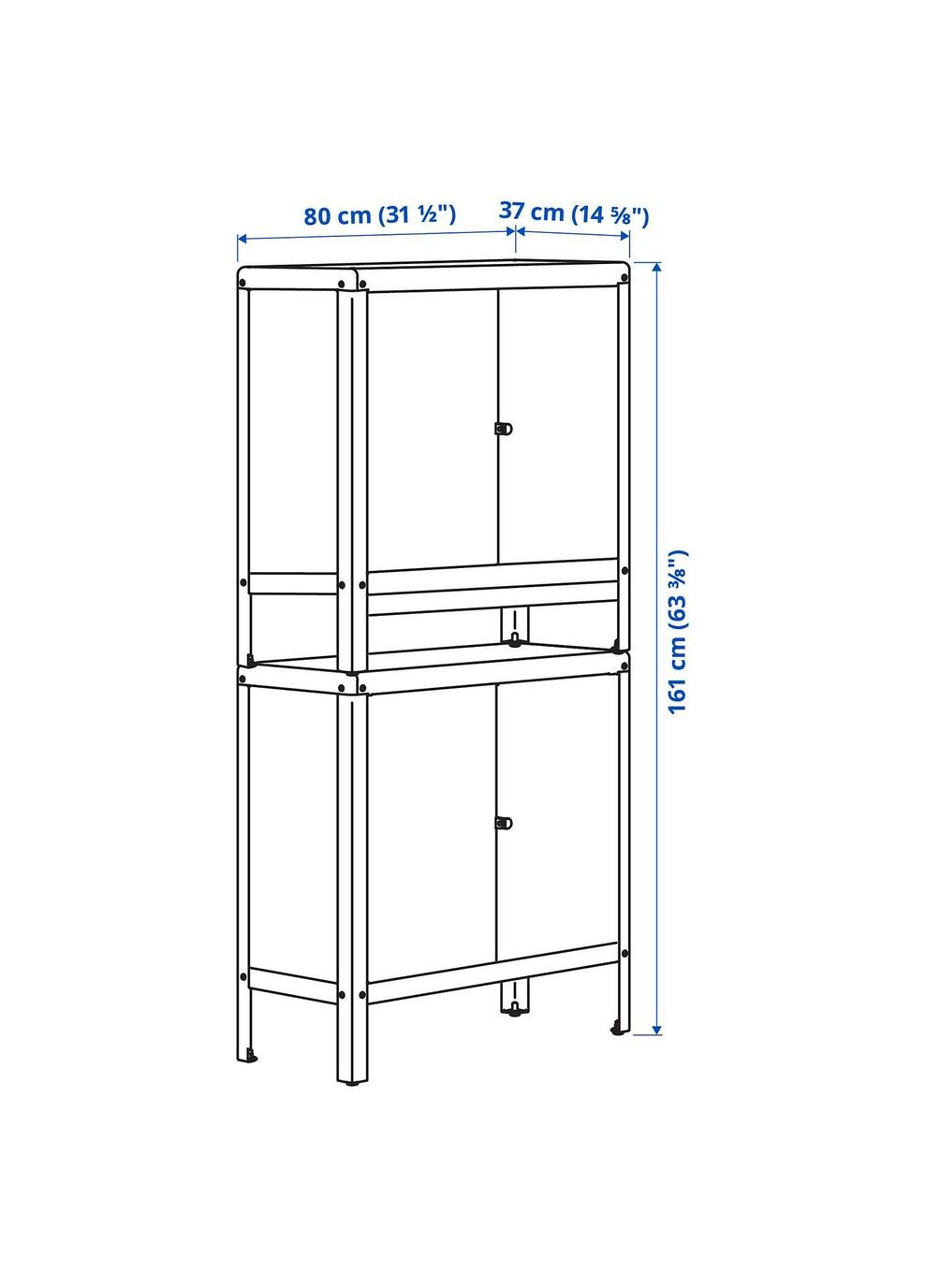 Внутрішня/зовнішня шафа ІКЕА KOLBJORN 80х161 см (s39417601) IKEA (293814840)