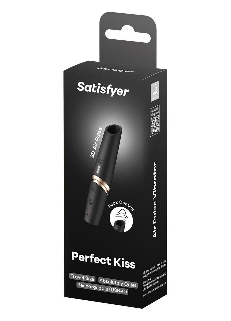 Кліторальний безконтактний масажер Perfect Kiss чорний Satisfyer (339863884)
