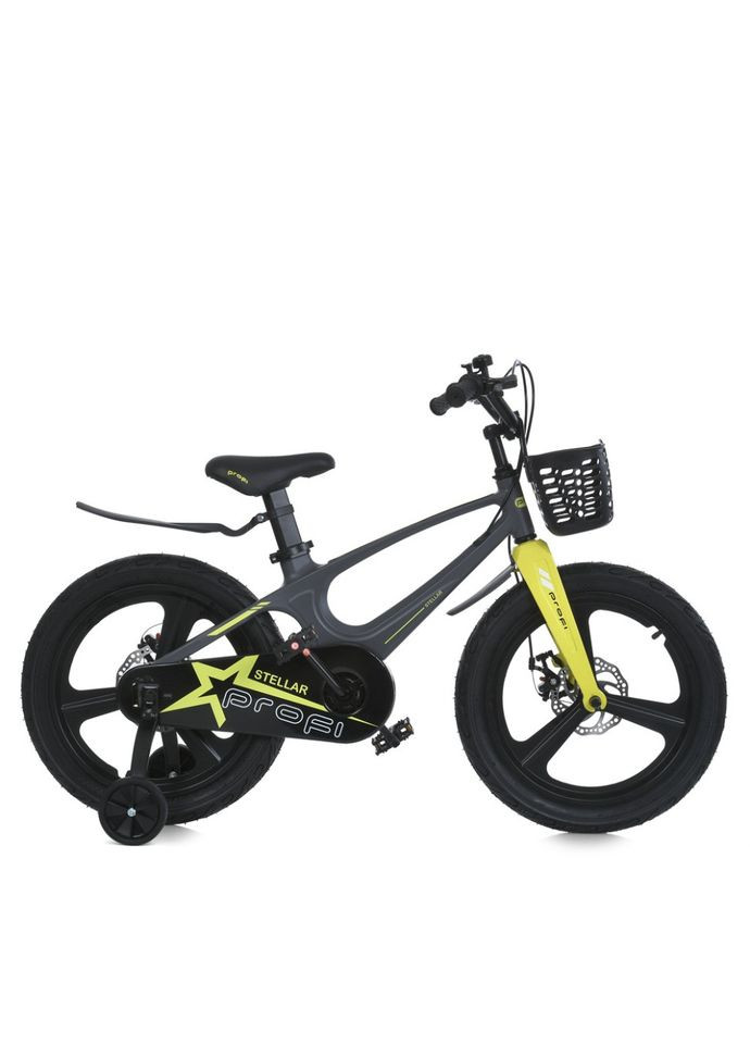 Дитячий велосипед 18 дюймів сірий двоколісний для дітей від 5 років з кошиком та гальмами PROF1 (368756875)