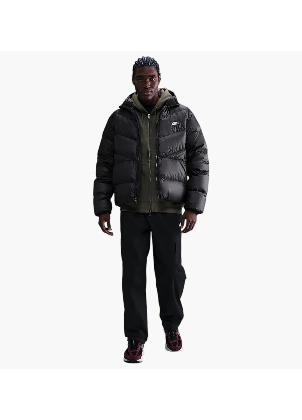 Черная ветровка мужская m windrunner stmnt dwn jkt black Nike