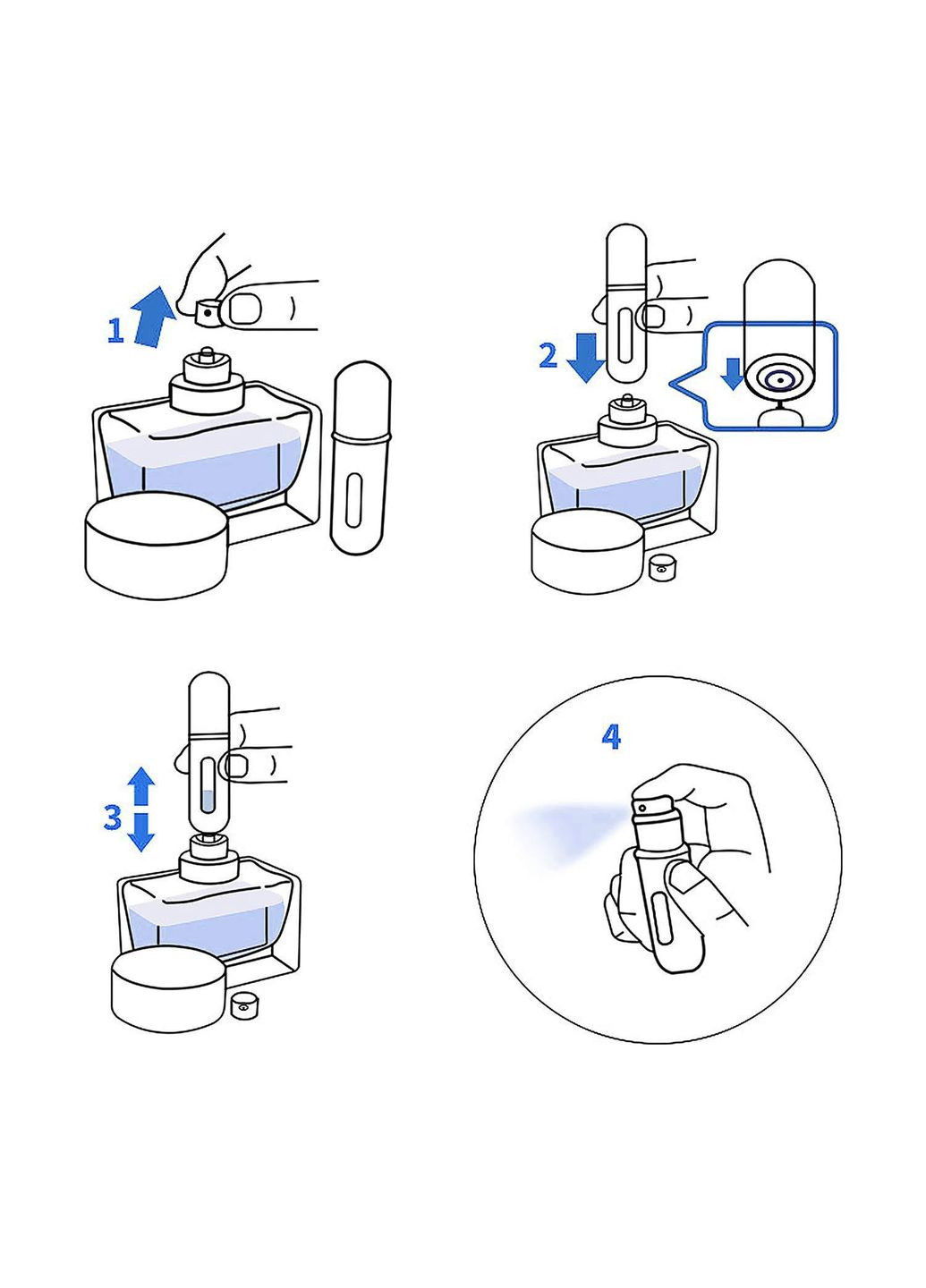 Многоразовый алюминиевый флакон-атомайзер для духов с пульверизатором и заправкой снизу 5 мл черный No Brand (346122742)