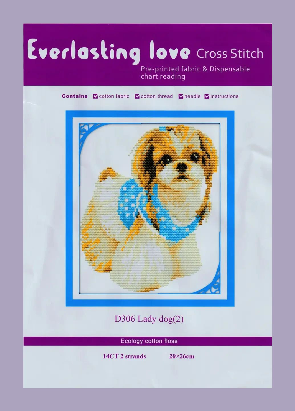 Набор для вышивания по нанесённой на канву схеме "Lady Dog(2). AIDA 14CT printed 20*26см Joy Sunday (313613031)