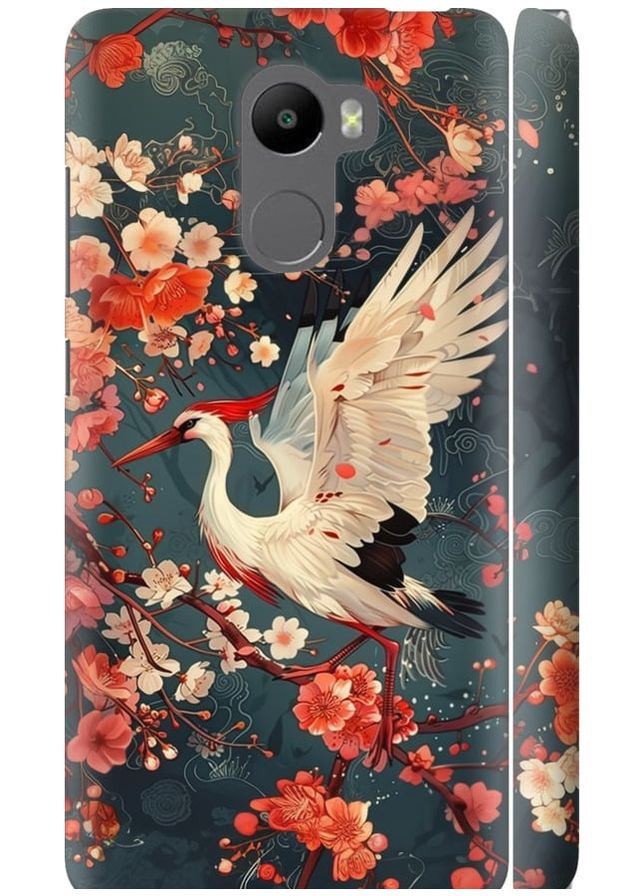 3D пластиковый матовый чехол 'Сакура и аист' для Endorphone Xiaomi Redmi 4 (291131027)