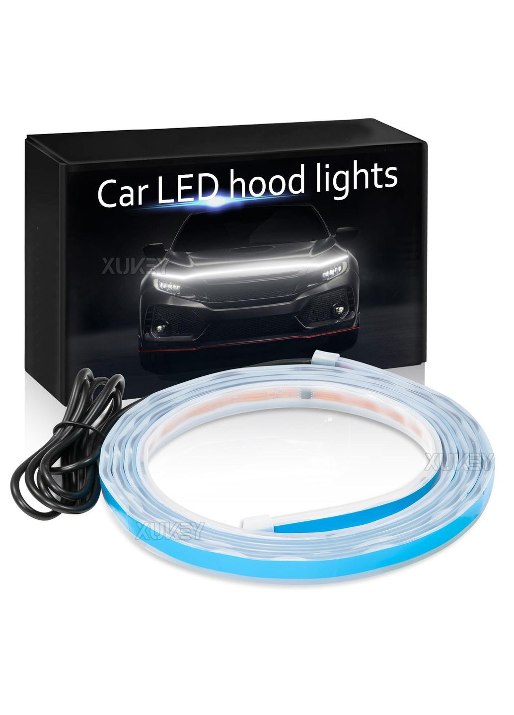 Автомобільна світлодіодна стрічка денних ходових вогнів, гнучка динамічна світлодіодна лампа капота, водонепроникна Unbranded (314964623)