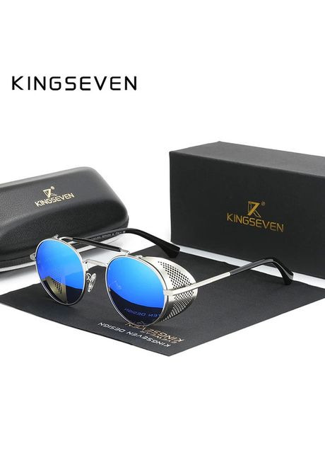 Поляризаційні сонцезахисні окуляри для чоловіків і жінок N7550 Silver Blue KINGSEVEN (303401568)