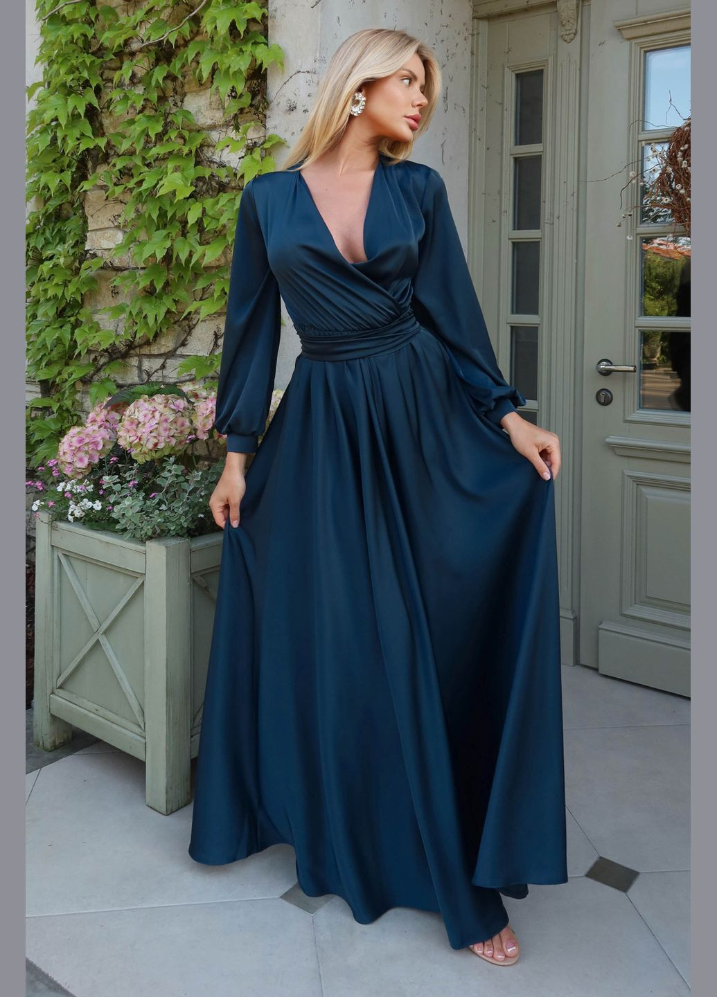 Смарагдова святковий, вечірня вечірня сукня з штучного шовку Jadone Fashion однотонна