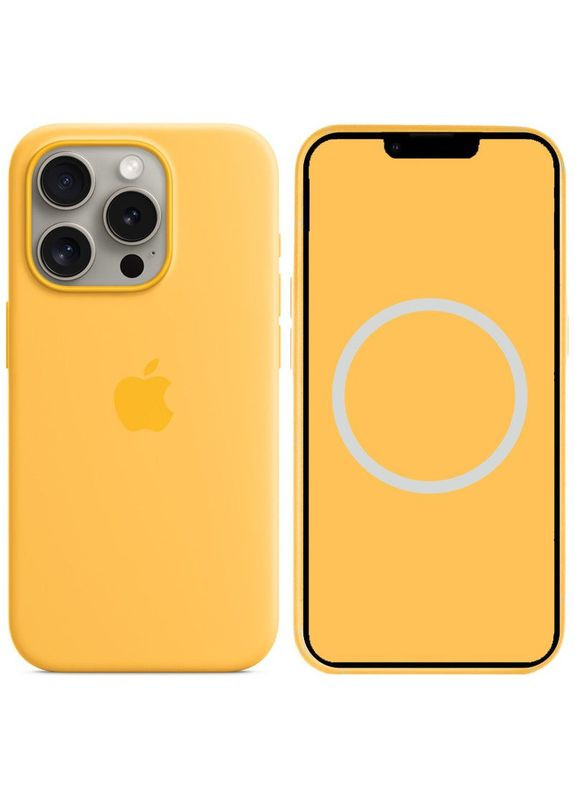 Чохол Silicone case (AAA) з Magsafe та анімацією для Apple iPhone 15 Pro (6.1") Жовтий Epik (372499912)