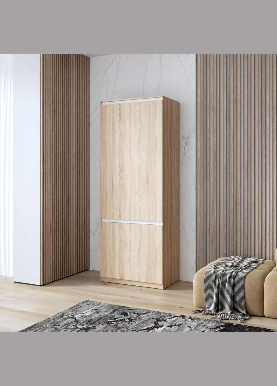 Шкаф для одежды, c полками, в спальню, современный, c фасадами без ручек R-24 VAYS (372655619)