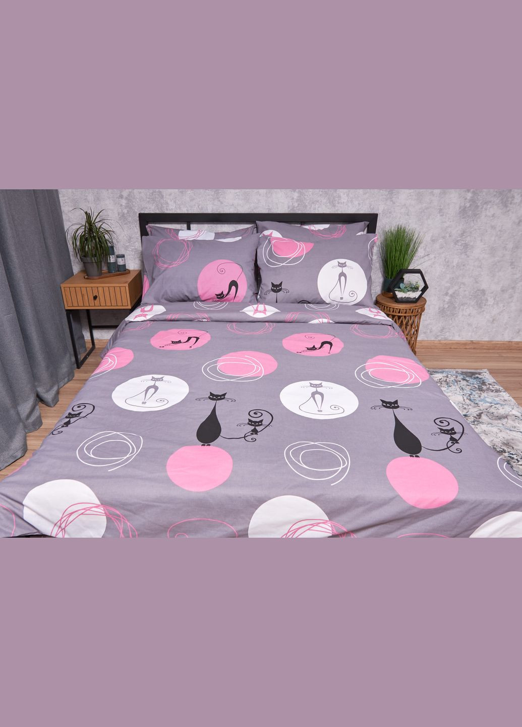 Комплект постельного белья Бязь Gold Люкс «Mauve Cats» Детский 110х140 наволочки 2х40х40 (MS-830000076) Moon&Star MauveCats (293173191)