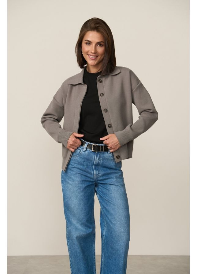 Темно-серый женский жакет 2889 черный шоколад Triko Bakh -