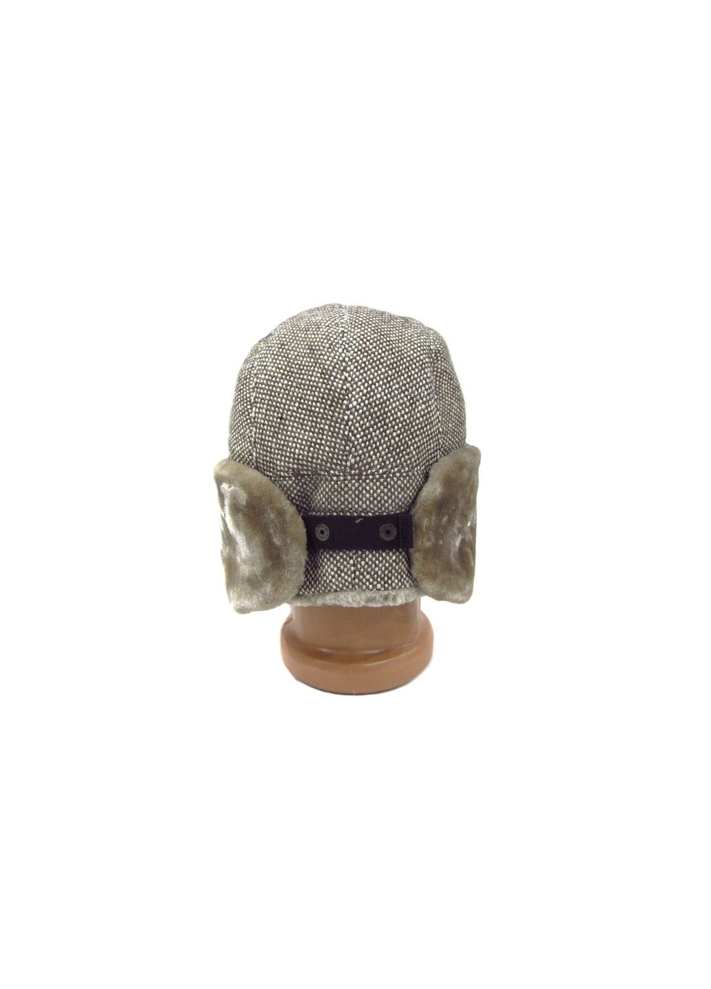 Шапка вушанка з пальтової тканини зі штучним хутром DAVANI 55021 No Brand шапка вушанка (315630572)