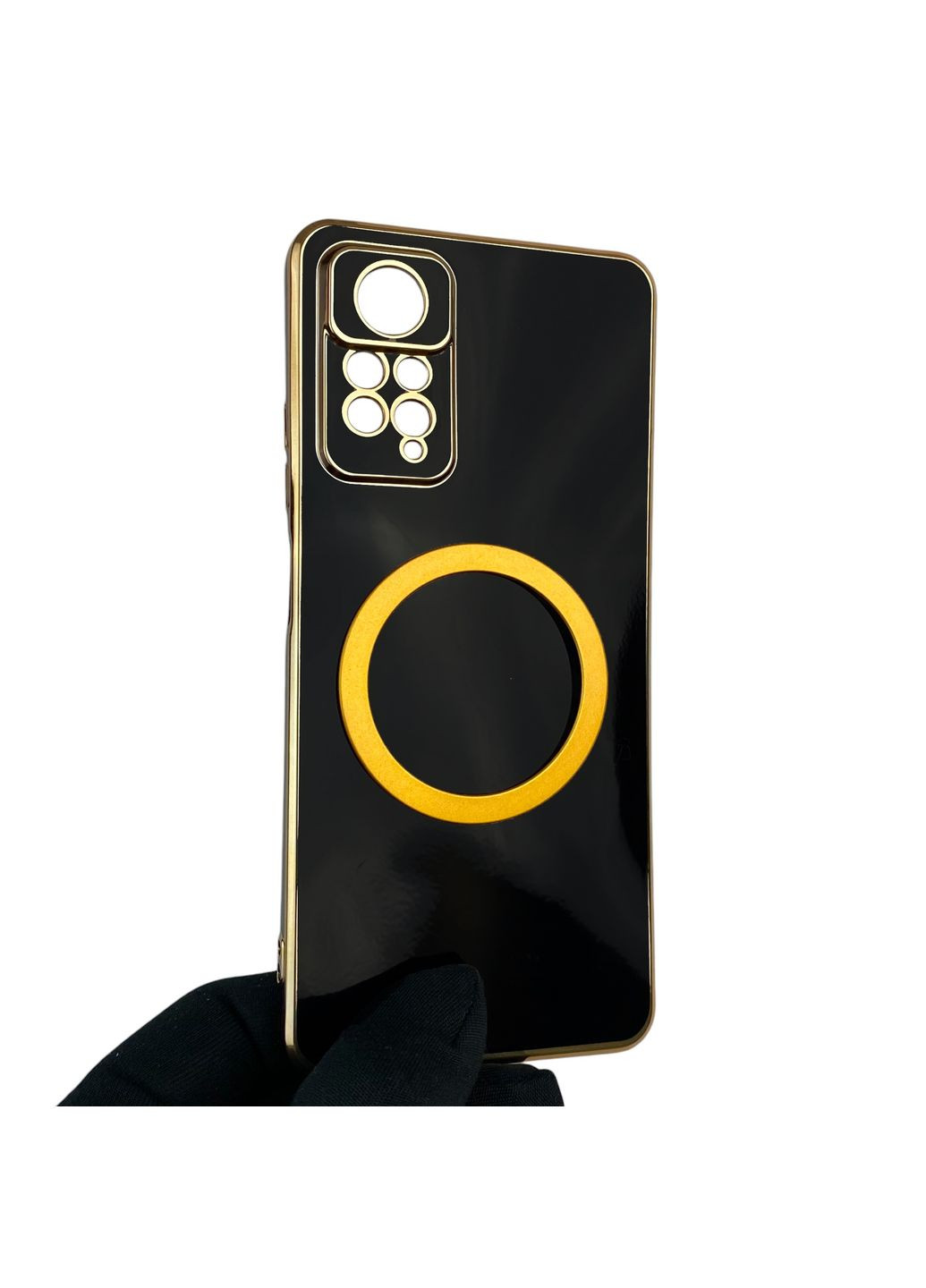 Чехол для Redmi Note 11 Pro 4G с кольцом MagSafe с золотой окантовкой на редми нот 11 про черный gs1 Xiaomi (366235520)