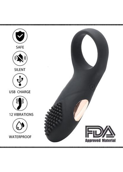 Кільце на пеніс ерекційне з вібратором для клітора OVO B9 Чорний Lovetoy (303894508)