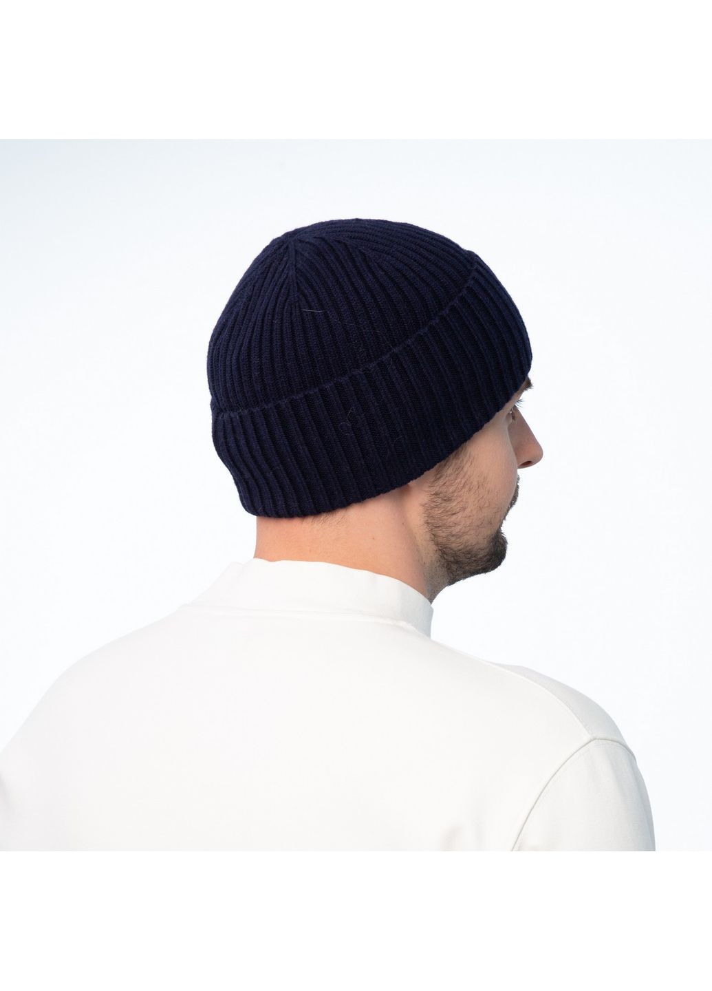 Шапка по голові чоловіча вовна з акрилом синя RONALD 225-398 LuckyLOOK 225-398M (322783708)