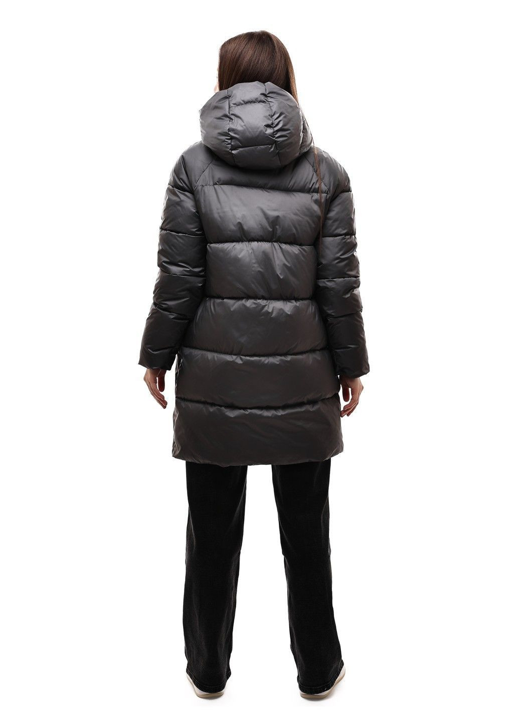 Темно-серая зимняя куртка зимняя женская No Brand