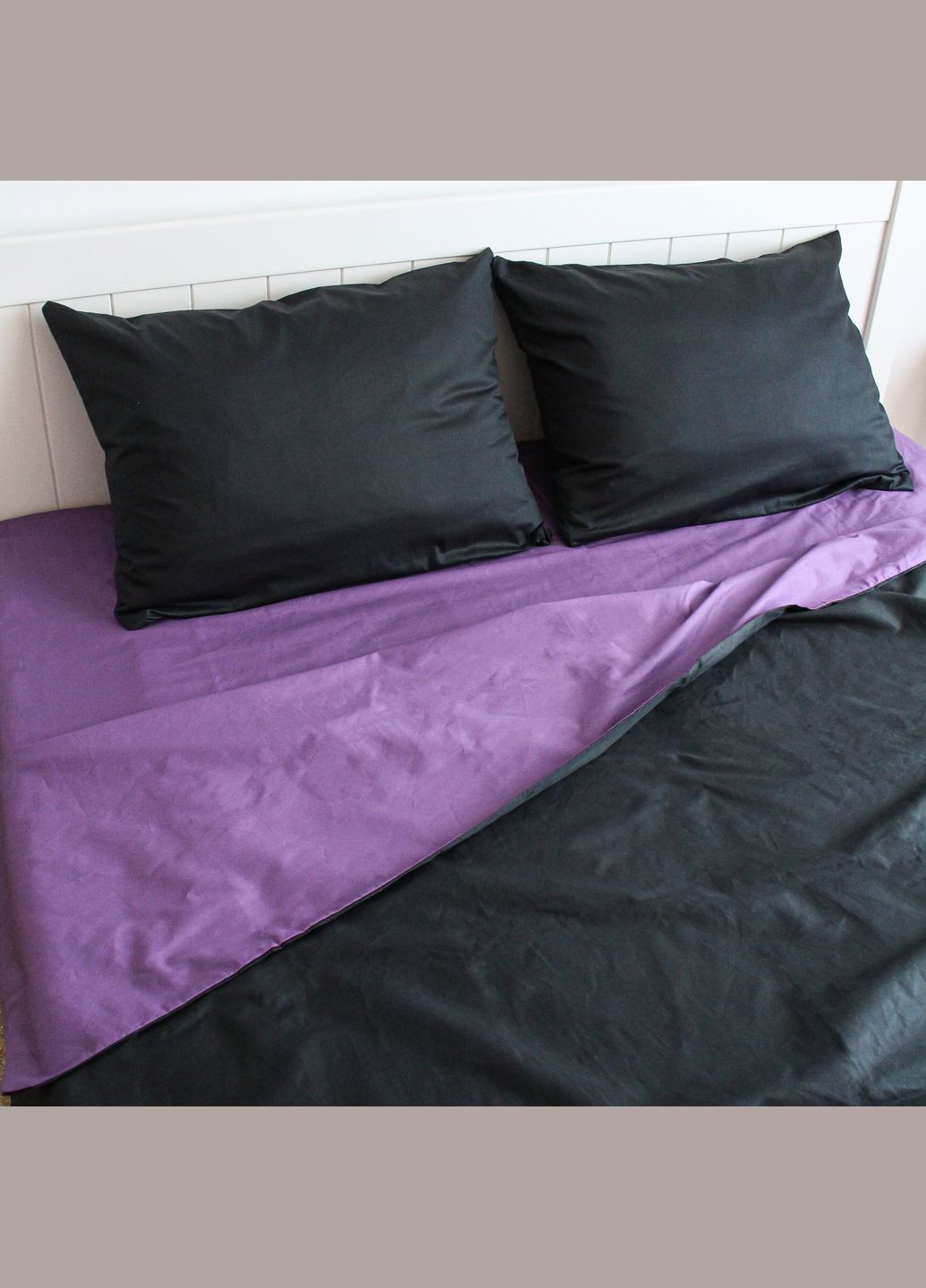 Постільна білизна півтораспальна чорна з фіолетовим Бязь Голд 514028 Ananasko (337511445)