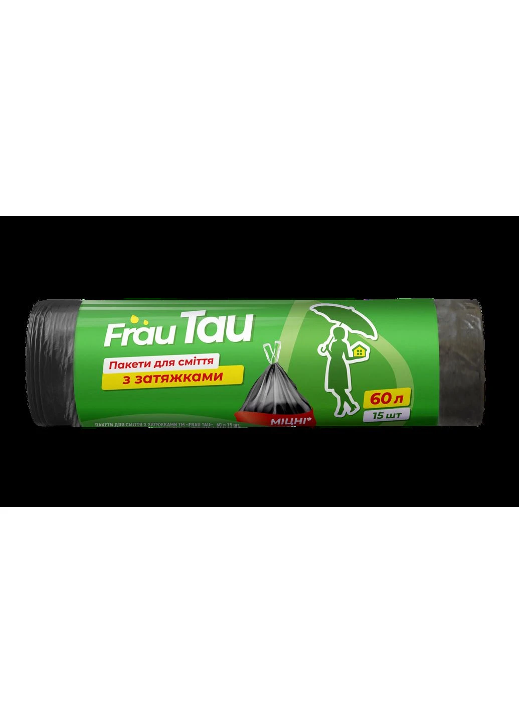 Пакети для сміття з затяжками 60 л 15 шт (4820195507919) Frau Tau (380039564)
