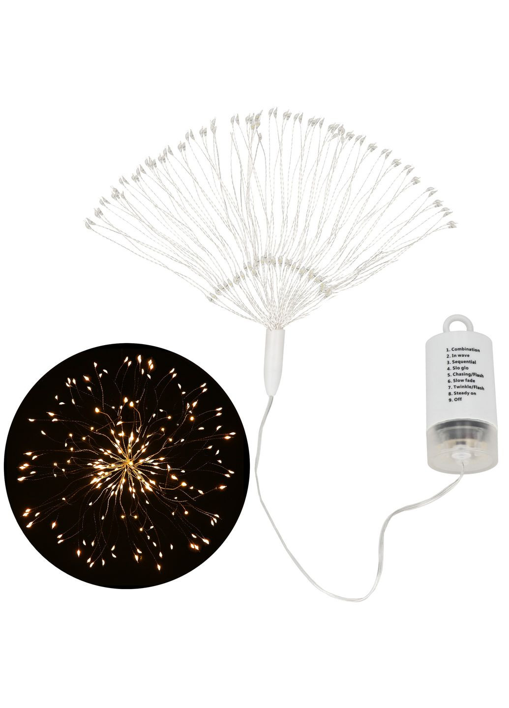 Гирлянда фейерверк на батарейках 3D 100 LED CL0181 Warm White Springos (322063122)